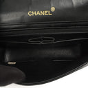 Chanel Classic Maxi Logo Full Flap Bag Black Quilted Patent Leather With 24K Gold-Plated Hardware