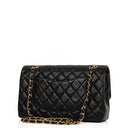 Chanel Classic Medium Double Flap Bag Black Quilted Lambskin 24K Gold-Plated Hardware