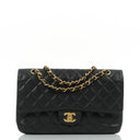 Chanel Classic Medium Double Flap Bag In Black Quilted Caviar Leather With 24K Gold-Plated Hardware