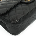 Chanel Classic Medium Double Flap Bag In Black Quilted Caviar Leather With 24K Gold-Plated Hardware