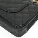 Chanel Classic Medium Double Flap Bag In Black Quilted Caviar Leather With 24K Gold-Plated Hardware