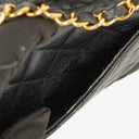 Chanel Classic Medium Double Flap Bag In Black Quilted Caviar Leather With 24K Gold-Plated Hardware