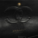 Chanel Classic Medium Double Flap Bag In Black Quilted Caviar Leather With 24K Gold-Plated Hardware