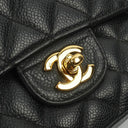 Chanel Classic Medium Double Flap Bag In Black Quilted Caviar Leather With 24K Gold-Plated Hardware