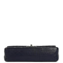 Chanel Classic Medium Double Flap Bag In Navy Quilted Caviar Leather And Silver-Tone Hardware