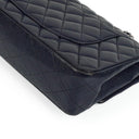 Chanel Classic Medium Double Flap Bag In Navy Quilted Caviar Leather And Silver-Tone Hardware