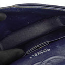 Chanel Classic Medium Double Flap Bag In Navy Quilted Caviar Leather And Silver-Tone Hardware