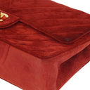 Chanel Classic Medium Double Flap Bag In Red Quilted Suede And 24K Gold-Plated Hardware
