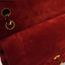 Chanel Classic Medium Double Flap Bag In Red Quilted Suede And 24K Gold-Plated Hardware