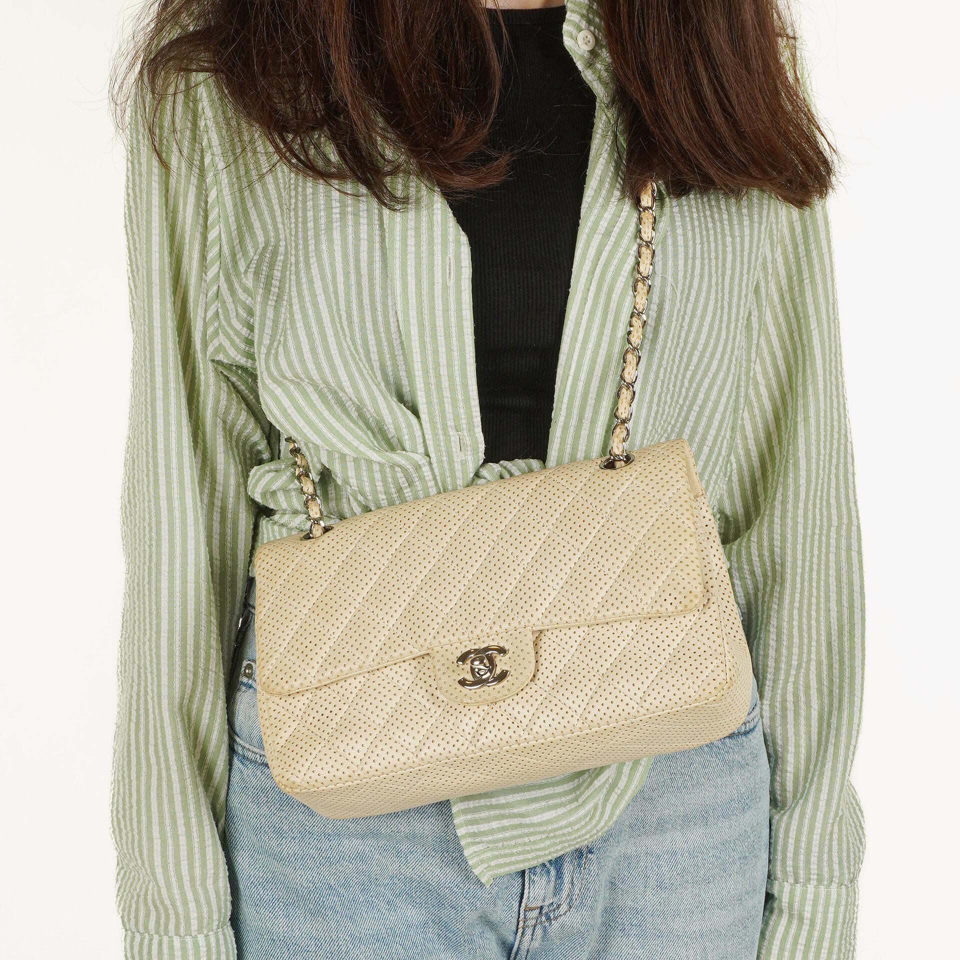 Chanel Classic Medium Perforated Quilted Lambskin Double Flap Bag