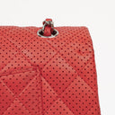Chanel Classic Medium Perforated Red Quilted Lambskin Double Flap Bag