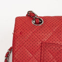 Chanel Classic Medium Perforated Red Quilted Lambskin Double Flap Bag
