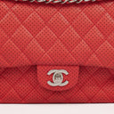 Chanel Classic Medium Perforated Red Quilted Lambskin Double Flap Bag
