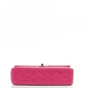 Chanel Classic Medium Pink Quilted Patent Leather Double Flap Bag With Silver Hardware