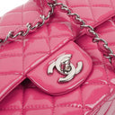 Chanel Classic Medium Pink Quilted Patent Leather Double Flap Bag With Silver Hardware