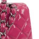 Chanel Classic Medium Pink Quilted Patent Leather Double Flap Bag With Silver Hardware