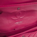 Chanel Classic Medium Pink Quilted Patent Leather Double Flap Bag With Silver Hardware