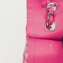 Chanel Classic Medium Pink Quilted Patent Leather Double Flap Bag With Silver Hardware