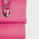 Chanel Classic Medium Pink Quilted Patent Leather Double Flap Bag With Silver Hardware