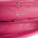 Chanel Classic Medium Pink Quilted Patent Leather Double Flap Bag With Silver Hardware