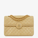 Chanel Classic Medium Single Flap Bag Beige Quilted Leather With Gold & Silver Tone Combo Hardware