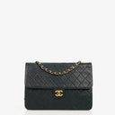 Chanel Classic Medium Single Flap Bag Black Quilted Lambskin 24K Gold-Plated Hardware