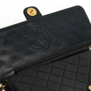 Chanel Classic Medium Single Flap Bag Black Quilted Lambskin 24K Gold-Plated Hardware