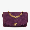 Chanel Classic Mini Diana Purple Suede Flap Bag 24K Gold-Plated Hardware