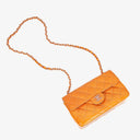 Chanel Classic Mini Rectangular Single Flap Bag Orange Patent Leather