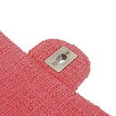 Chanel Classic Pink Tweed Crystal Bead Flower Embellished Quilted Medium Double Flap Bag With Silver Hardware