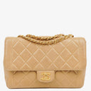 Chanel Classic Single Flap Bag Beige Quilted Lambskin 24K Gold-Plated Hardware