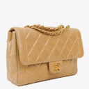 Chanel Classic Single Flap Bag Beige Quilted Lambskin 24K Gold-Plated Hardware