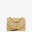 Chanel Classic Single Flap Bag Beige Quilted Lambskin With 24K Gold-Plated Hardware