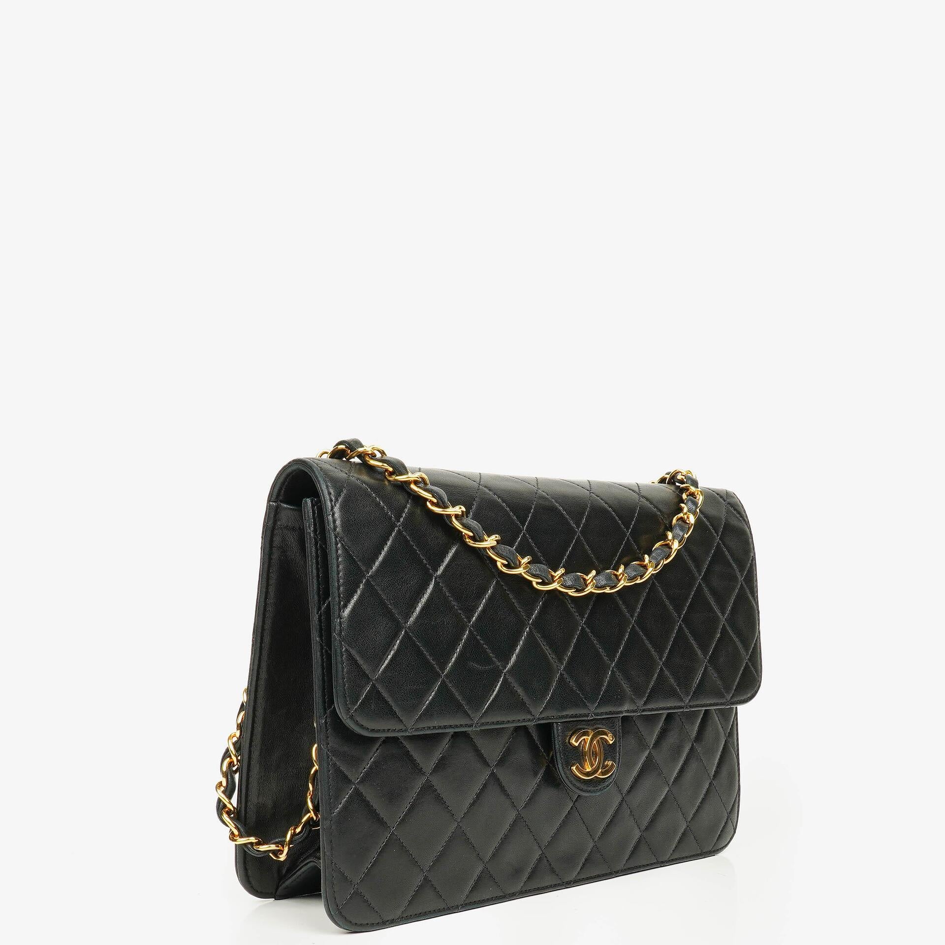 Chanel Classic Single Flap Bag Black Quilted Lambskin With 24K Gold-Plated Hardware