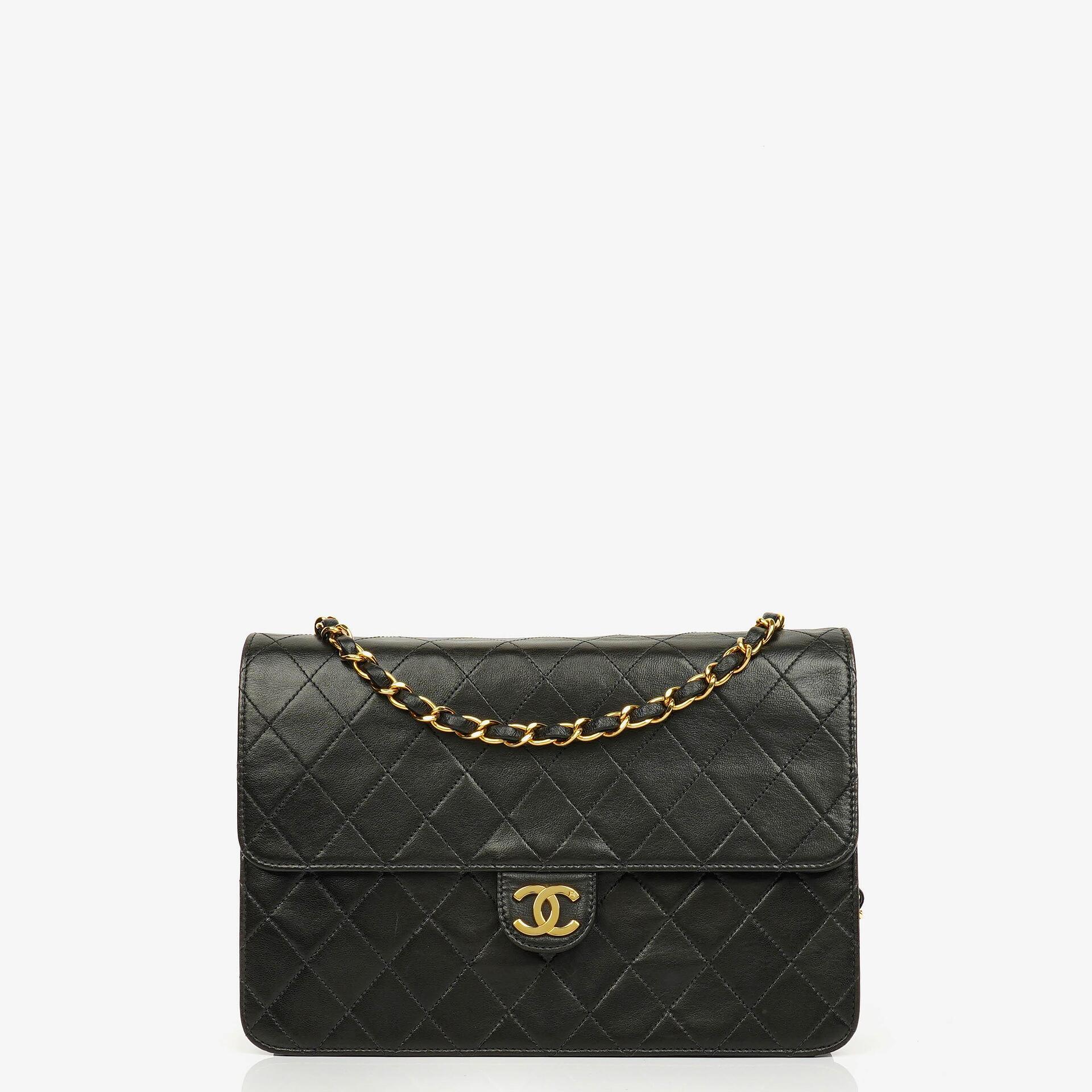 Chanel Classic Single Flap Bag Black Quilted Lambskin With 24K Gold-Plated Hardware