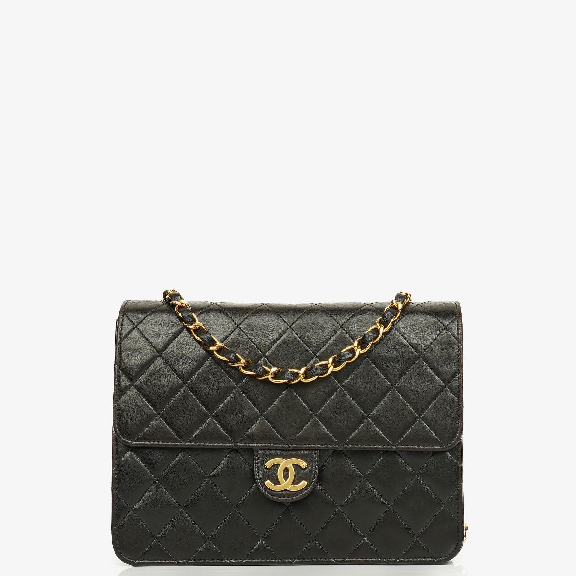 Chanel Classic Single Flap Bag Black Quilted Lambskin With 24K Gold-Plated Hardware