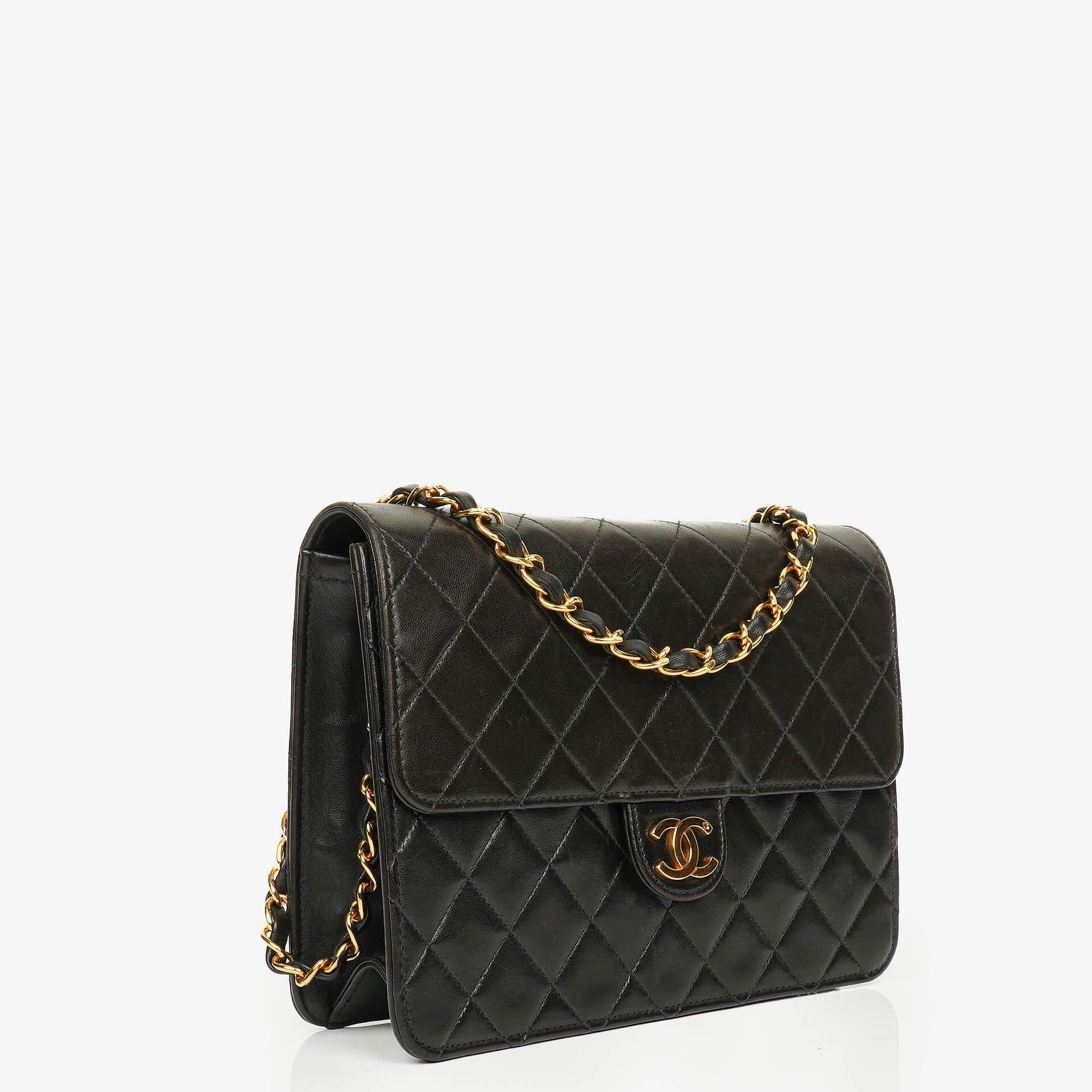 Chanel Classic Single Flap Bag Black Quilted Lambskin With 24K Gold-Plated Hardware