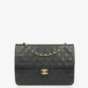 Chanel Classic Single Flap Bag Black Quilted Lambskin With 24K Gold-Plated Hardware