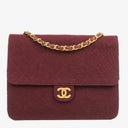Chanel Classic Single Flap Bag Burgundy Quilted Jersey And Leather 24K Gold-Plated Hardware