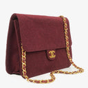Chanel Classic Single Flap Bag Burgundy Quilted Jersey And Leather 24K Gold-Plated Hardware