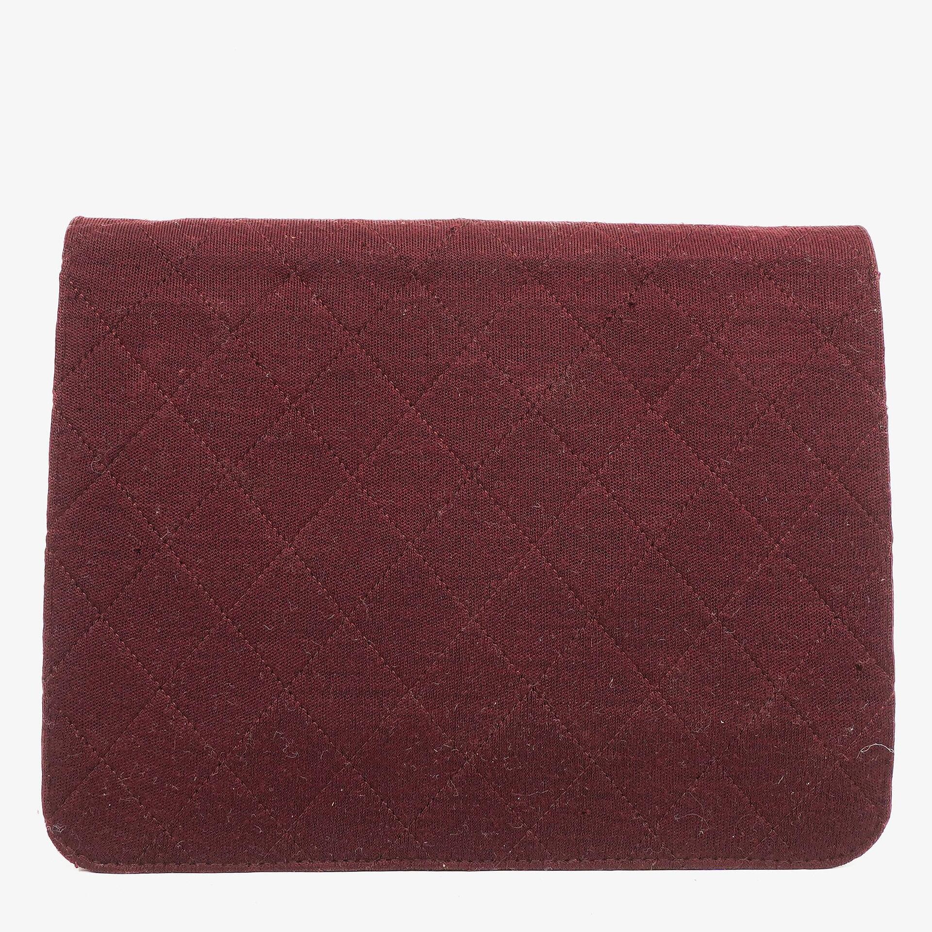 Chanel Classic Single Flap Bag Burgundy Quilted Jersey And Leather 24K Gold-Plated Hardware