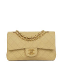 Chanel Classic Small Double Flap Bag In Beige Quilted Lambskin And 24K Gold-Plated Hardware