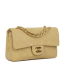 Chanel Classic Small Double Flap Bag In Beige Quilted Lambskin And 24K Gold-Plated Hardware
