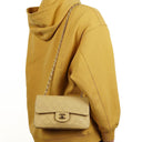 Chanel Classic Small Double Flap Bag In Beige Quilted Lambskin And 24K Gold-Plated Hardware