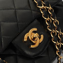 Chanel Classic Small Double Flap Bag In Black Quilted Lambskin And 24K Gold-Plated Hardware