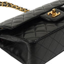 Chanel Classic Small Double Flap Bag In Black Quilted Lambskin And 24K Gold-Plated Hardware
