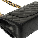 Chanel Classic Small Double Flap Bag In Black Quilted Lambskin And 24K Gold-Plated Hardware