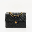 Chanel Classic Square Black Quilted Lambskin Double Flap Bag With 24K Gold-Plated Hardware, 1986-1988