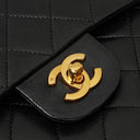 Chanel Classic Square Black Quilted Lambskin Double Flap Bag With 24K Gold-Plated Hardware, 1986-1988