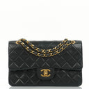 Chanel Classic Vintage Black Quilted Lambskin Small Double Flap Bag With 24K Gold-Plated Hardware